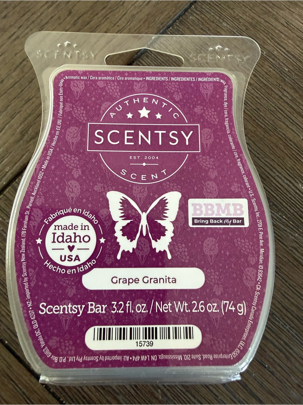 Scentsy Grape Granita Wax Bar BBMB Bring Back My Bar Retired
